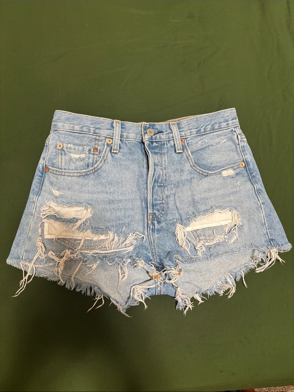 Levi's Light Blue Distressed Denim Cutoff Shorts